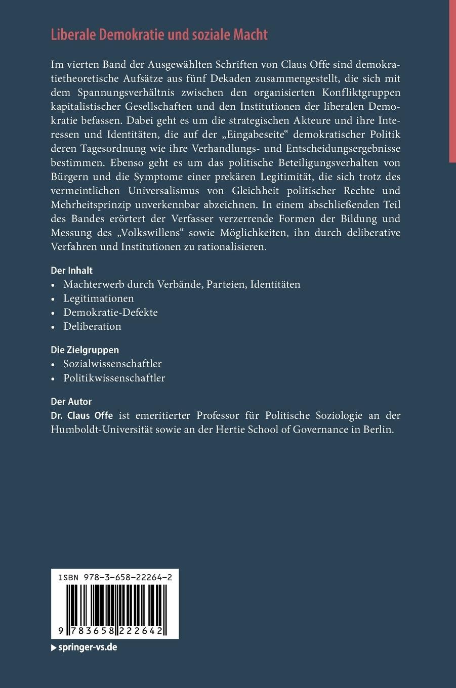 Rückseitencover Liberale Demokratie und soziale Macht