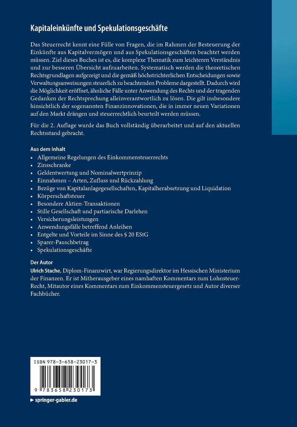 Rückseitencover Kapitaleinkünfte und Spekulationsgeschäfte