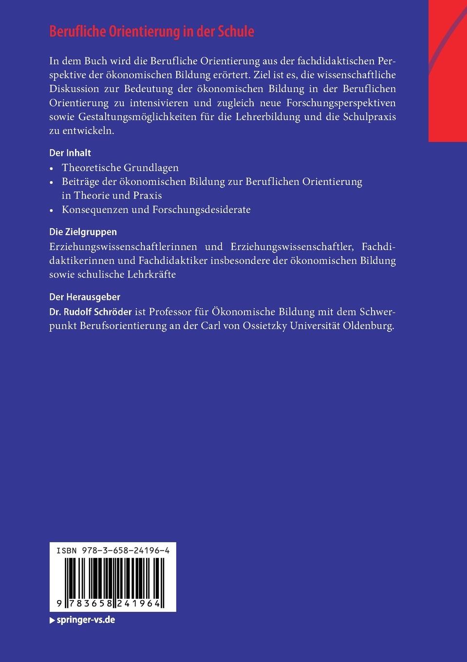 Rückseitencover Berufliche Orientierung in der Schule
