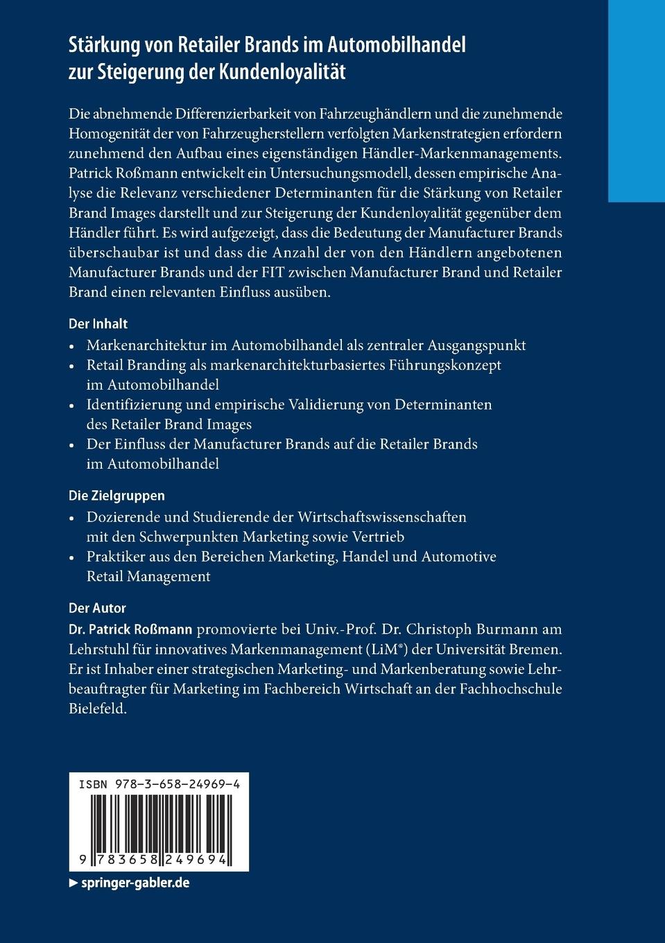 Rückseitencover Stärkung von Retailer Brands im Automobilhandel zur Steigerung der Kundenloyalität