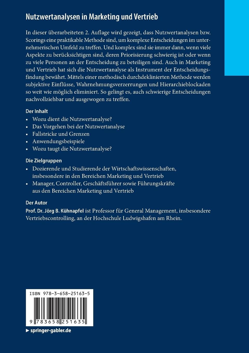 Rückseitencover Nutzwertanalysen in Marketing und Vertrieb