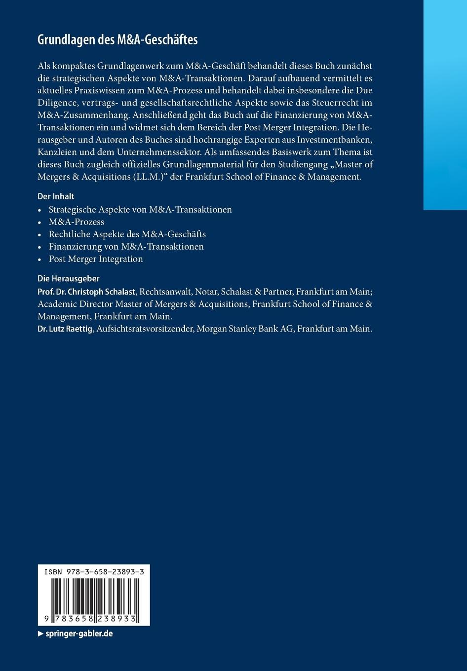 Rückseitencover Grundlagen des M&A-Geschäftes