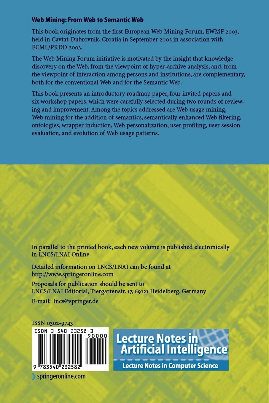 Rückseitencover Web Mining: From Web to Semantic Web