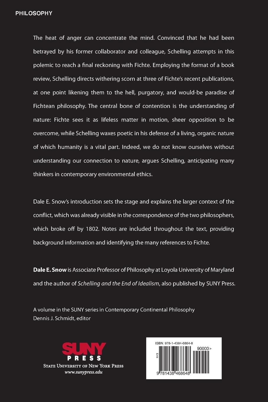 Rückseitencover Statement on the True Relationship of the Philosophy of Nature to the Revised Fichtean Doctrine