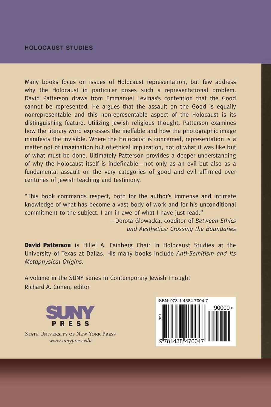 Rückseitencover The Holocaust and the Nonrepresentable