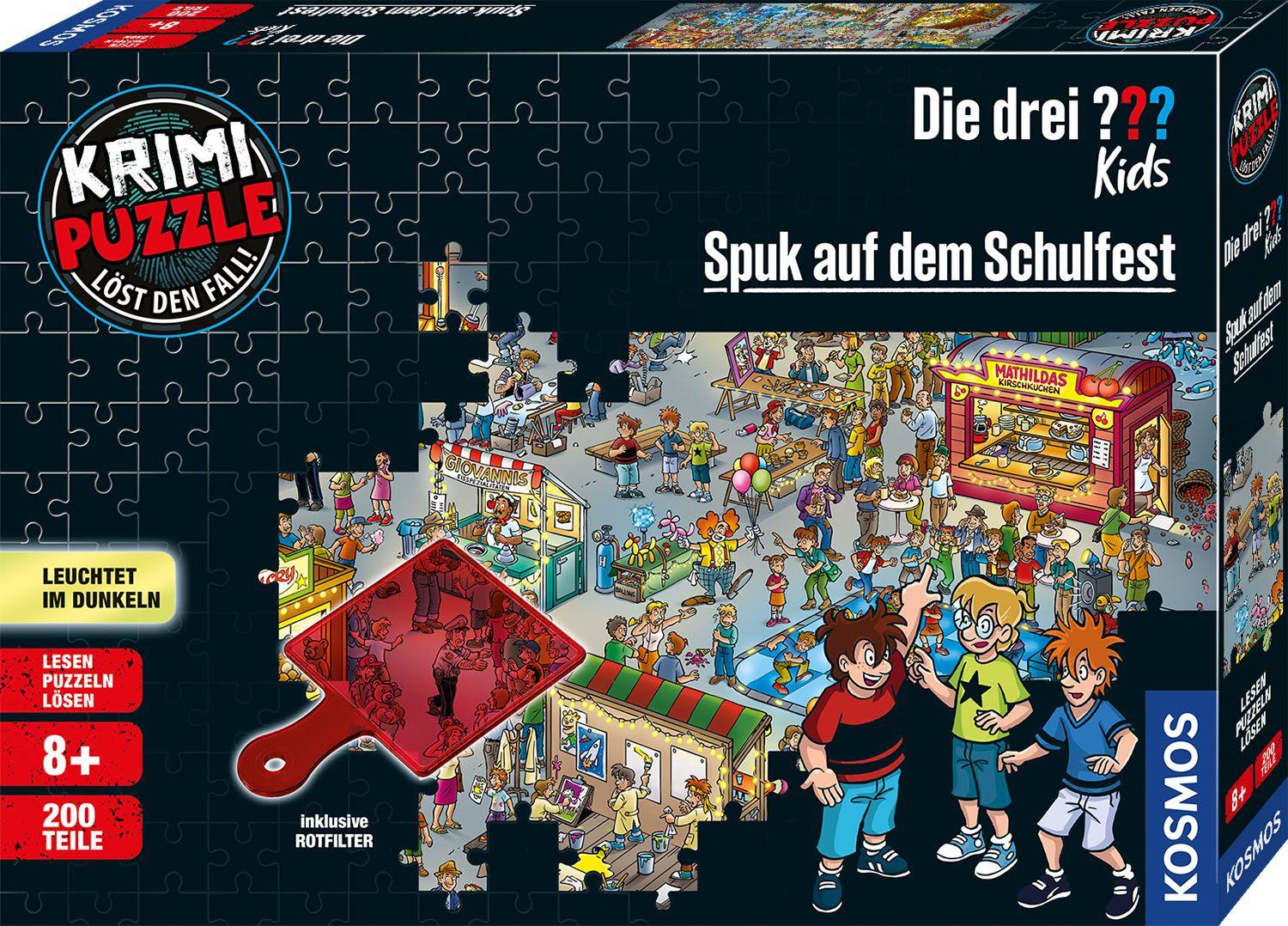 Vorderes Coverbild Krimipuzzle ??? Kids 200 Teile / Spuk auf dem Schulfest (drei Fragezeichen)