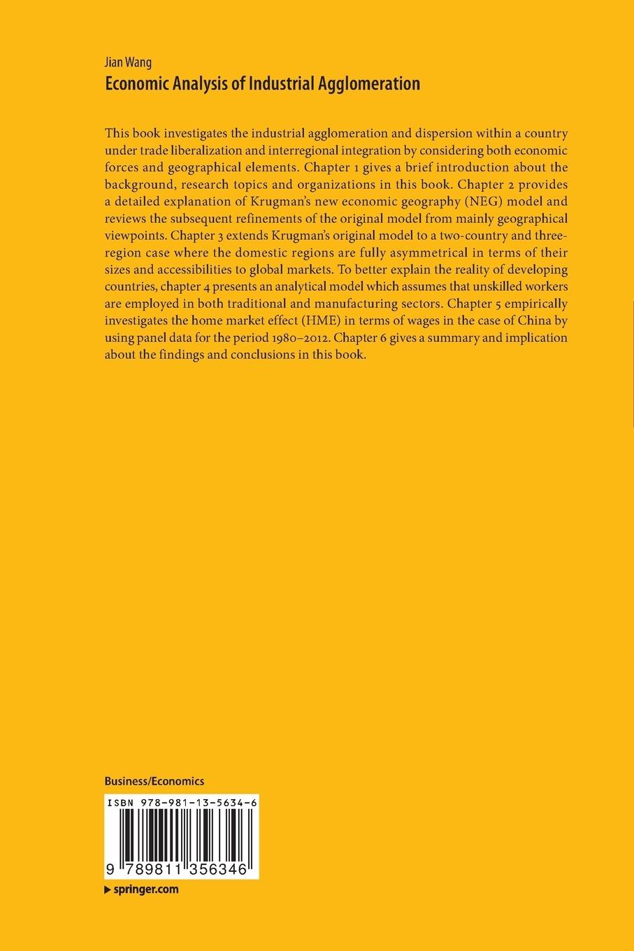 Rückseitencover Economic Analysis of Industrial Agglomeration