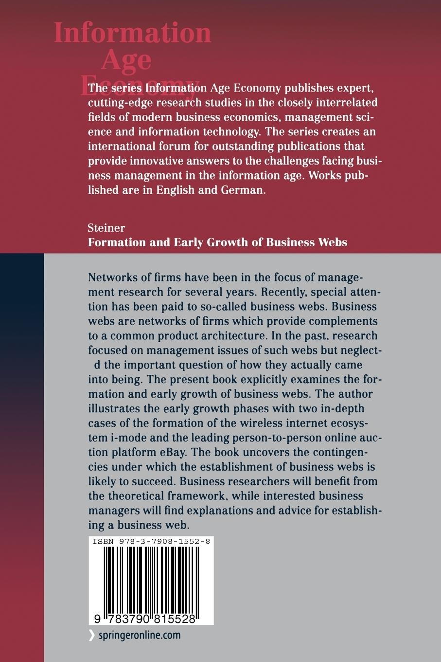 Rückseitencover Formation and Early Growth of Business Webs