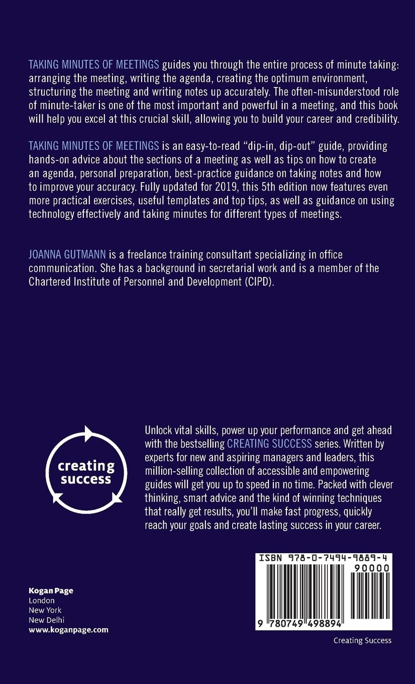 Rückseitencover Taking Minutes of Meetings