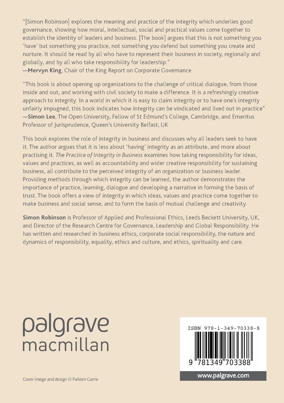 Rückseitencover The Practice of Integrity in Business
