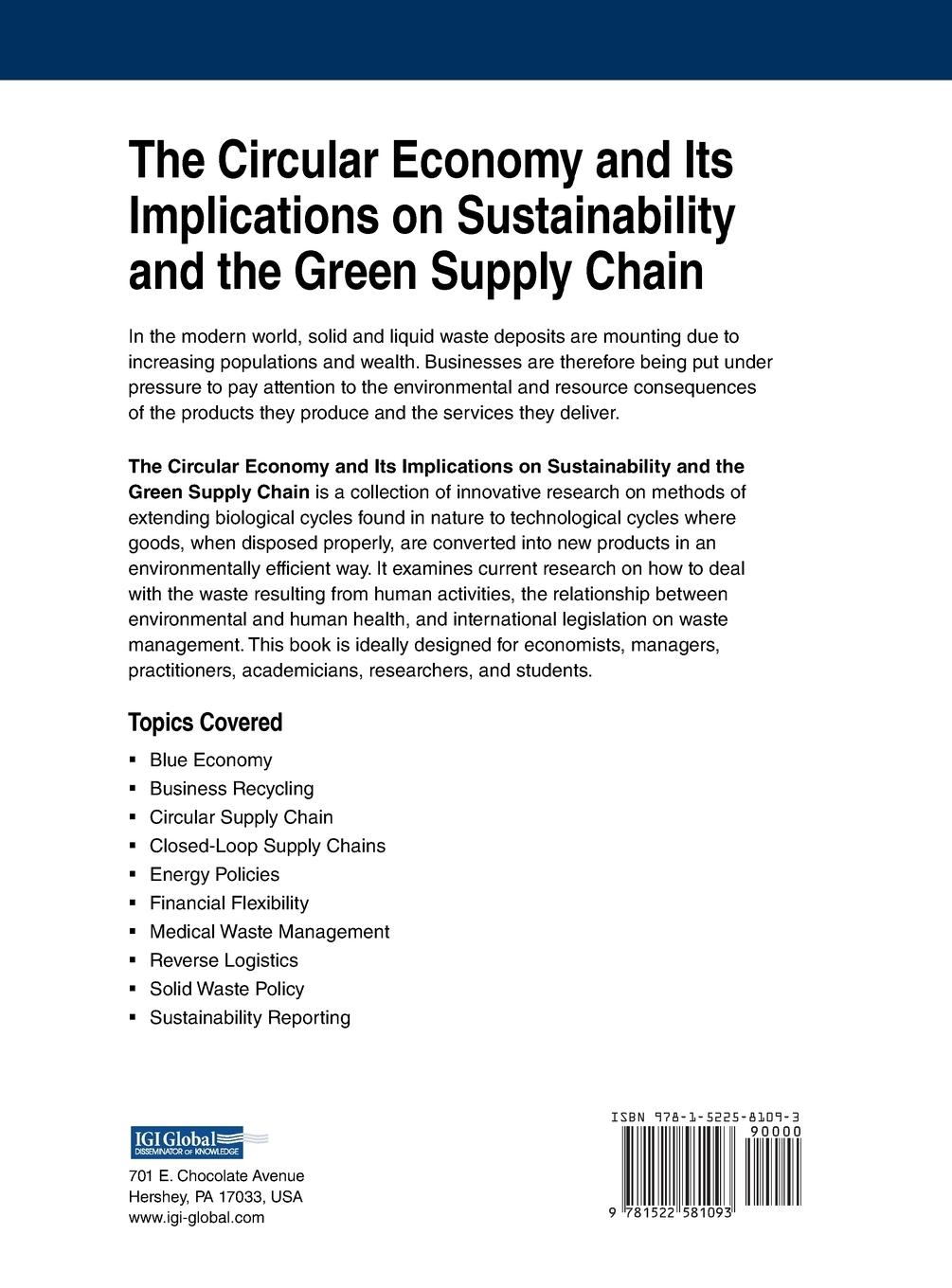 Rückseitencover The Circular Economy and Its Implications on Sustainability and the Green Supply Chain