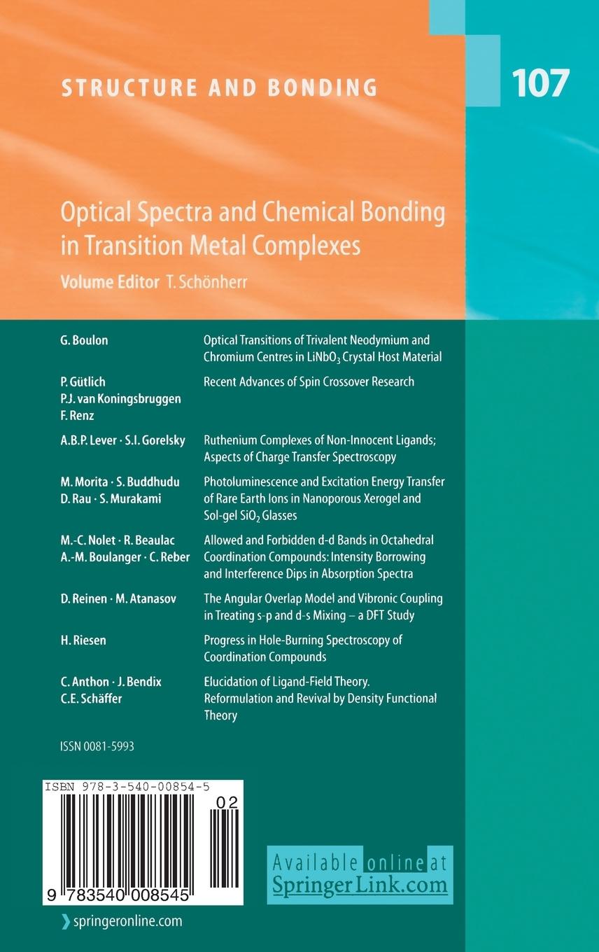 Rückseitencover Optical Spectra and Chemical Bonding in Transition Metal Complexes