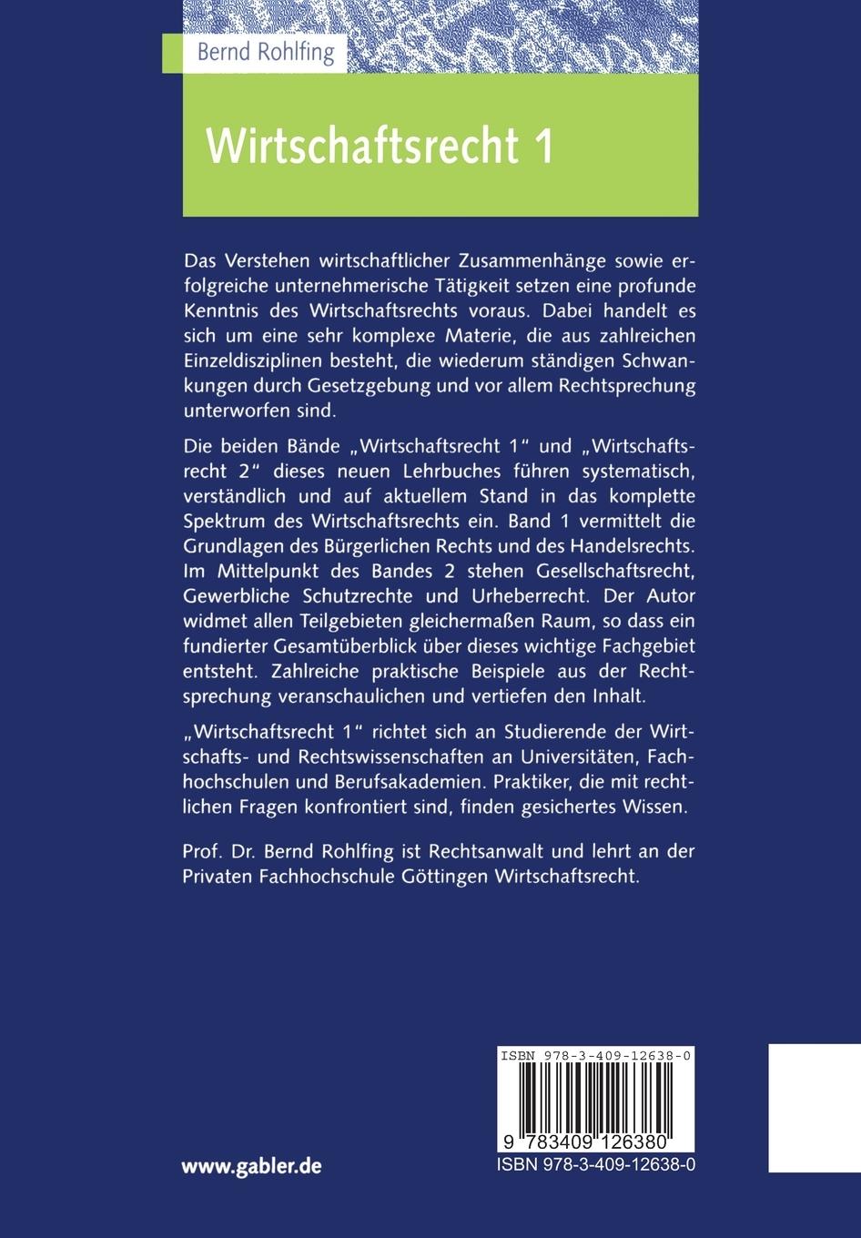 Rückseitencover Wirtschaftsrecht 1