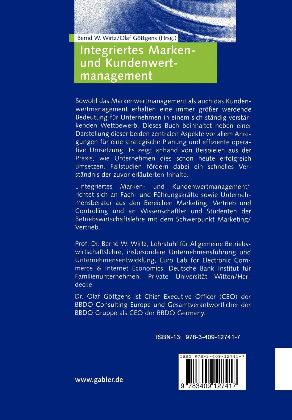 Rückseitencover Integriertes Marken- und Kundenwertmanagement