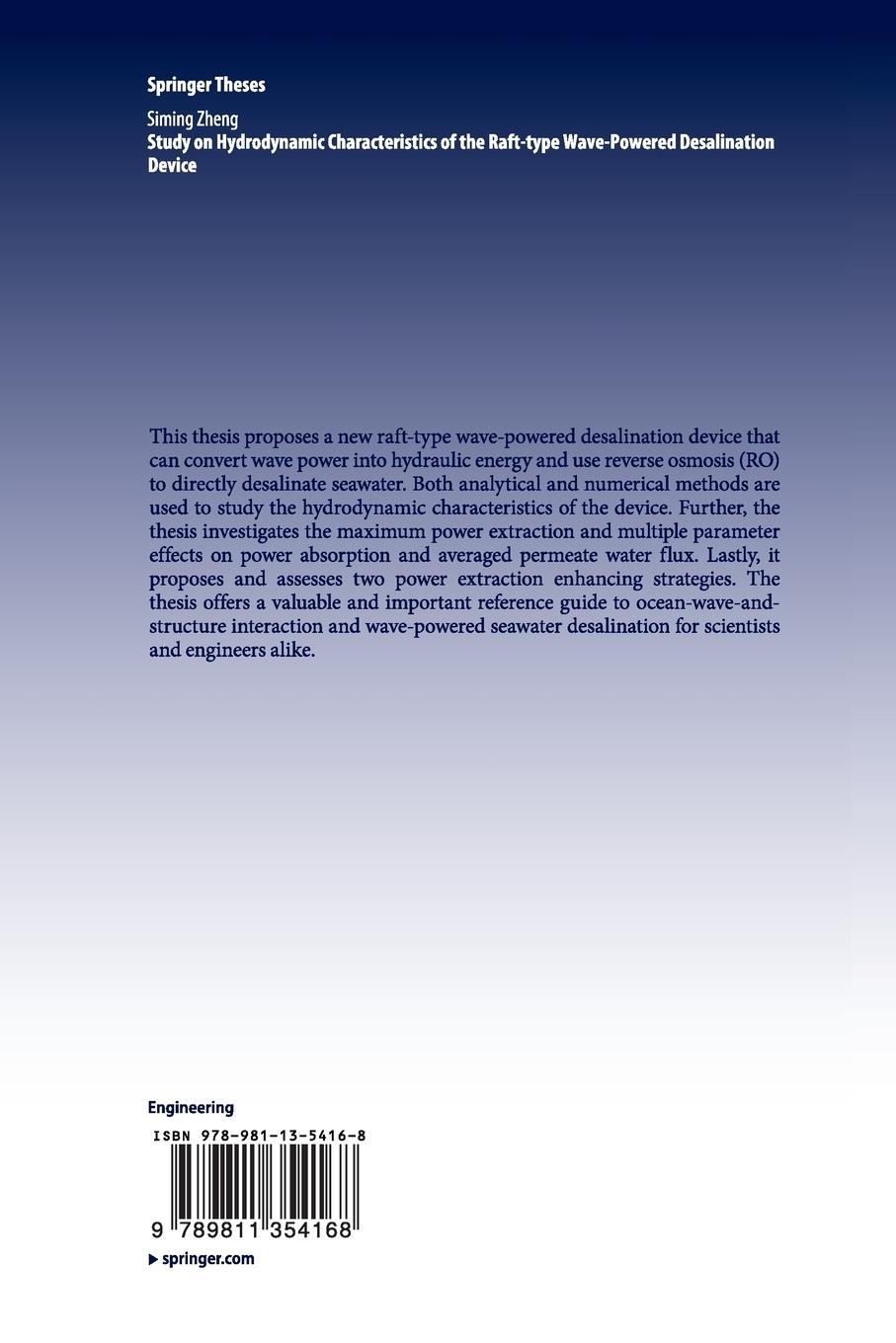 Rückseitencover Study on Hydrodynamic Characteristics of the Raft-type Wave-Powered Desalination Device