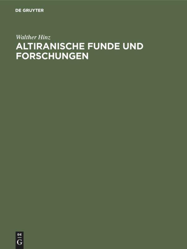 Vorderes Coverbild Altiranische Funde und Forschungen