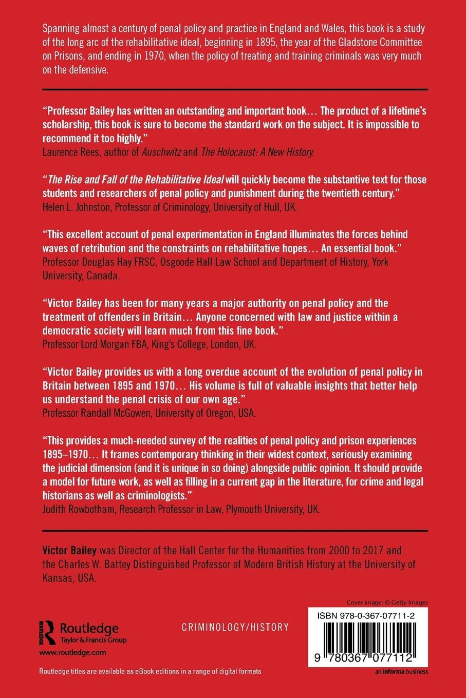 Rückseitencover The Rise and Fall of the Rehabilitative Ideal, 1895-1970