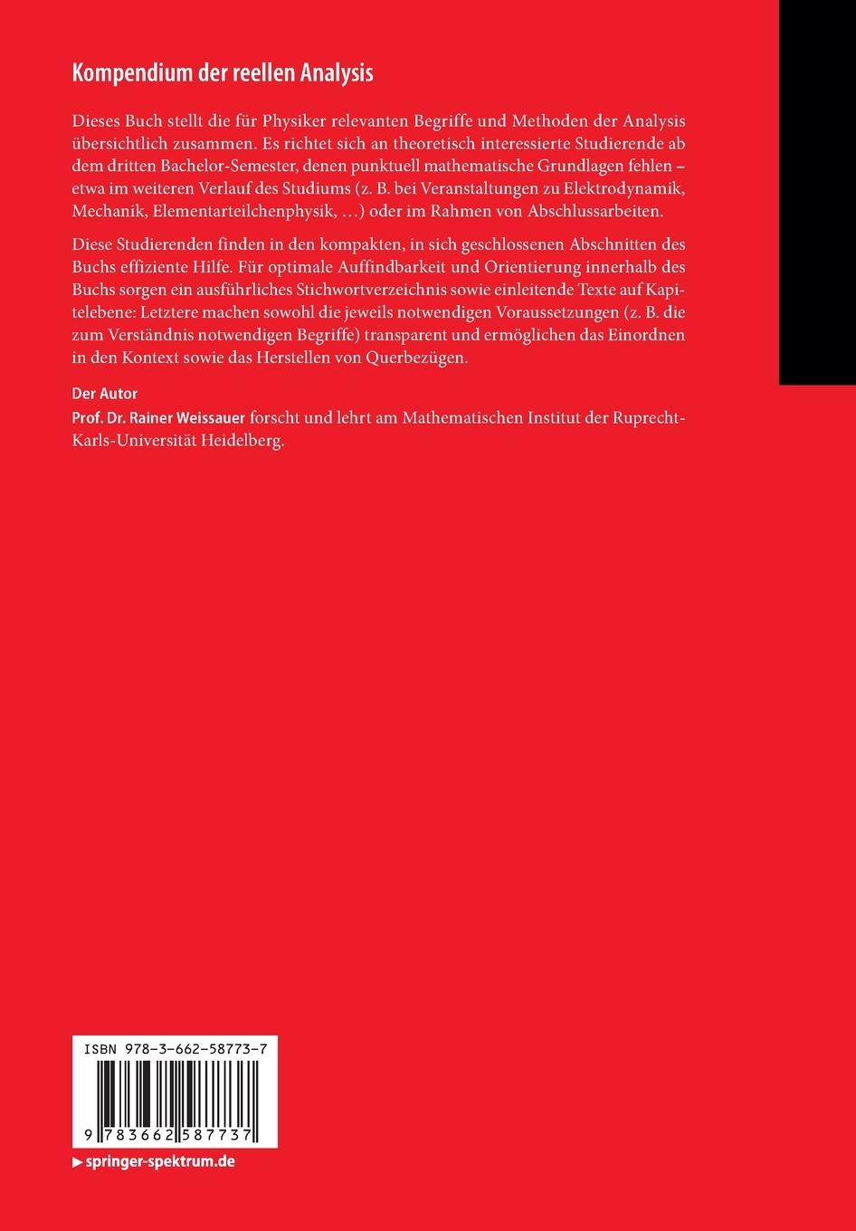 Rückseitencover Kompendium der reellen Analysis