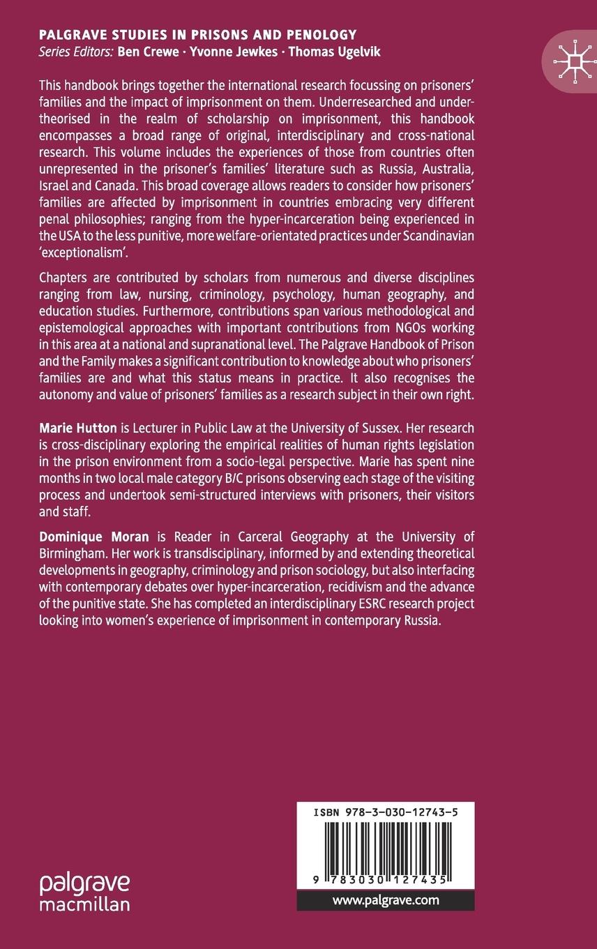 Rückseitencover The Palgrave Handbook of Prison and the Family