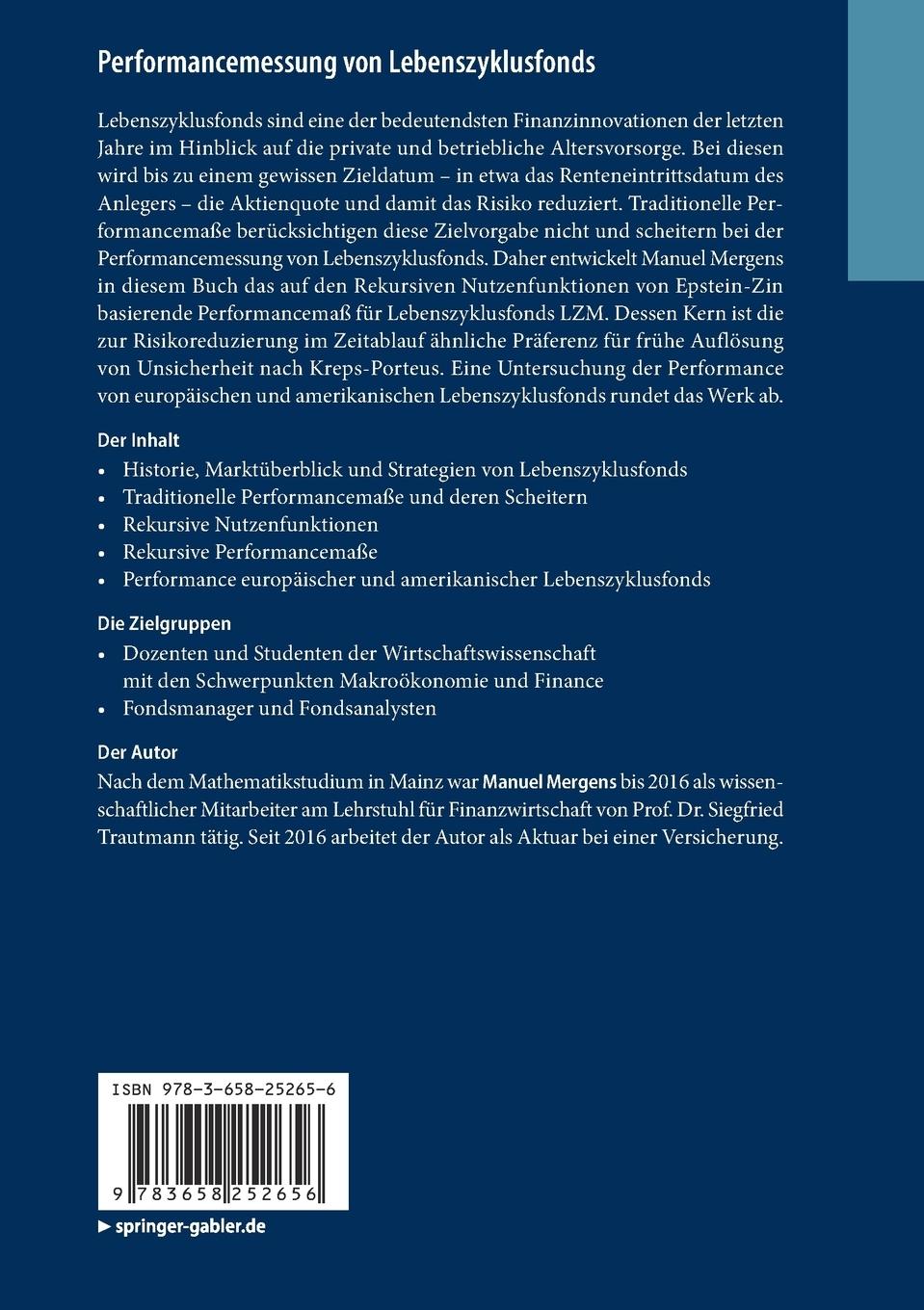 Rückseitencover Performancemessung von Lebenszyklusfonds