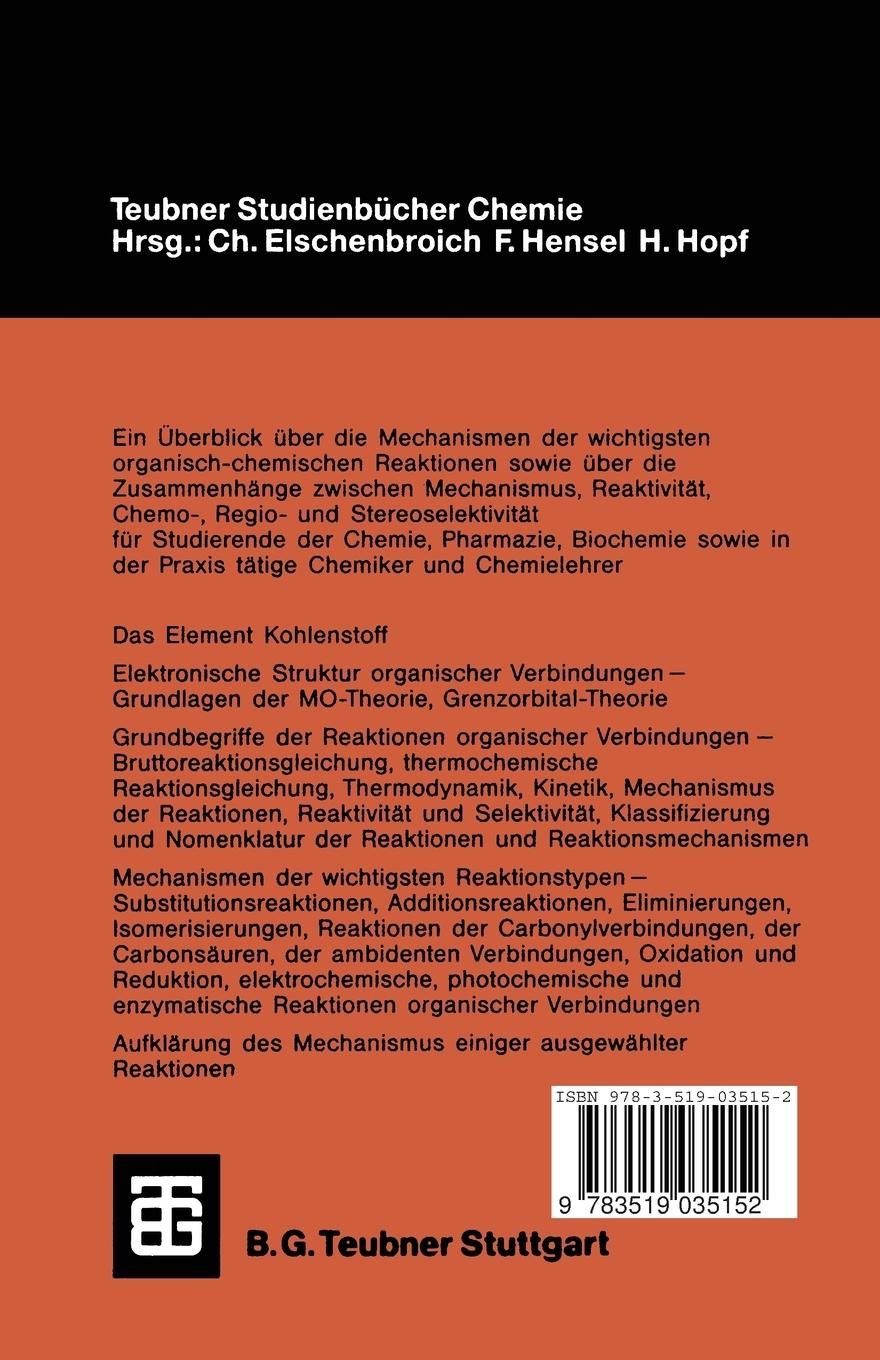 Rückseitencover Reaktion und Mechanismus in der organischen Chemie