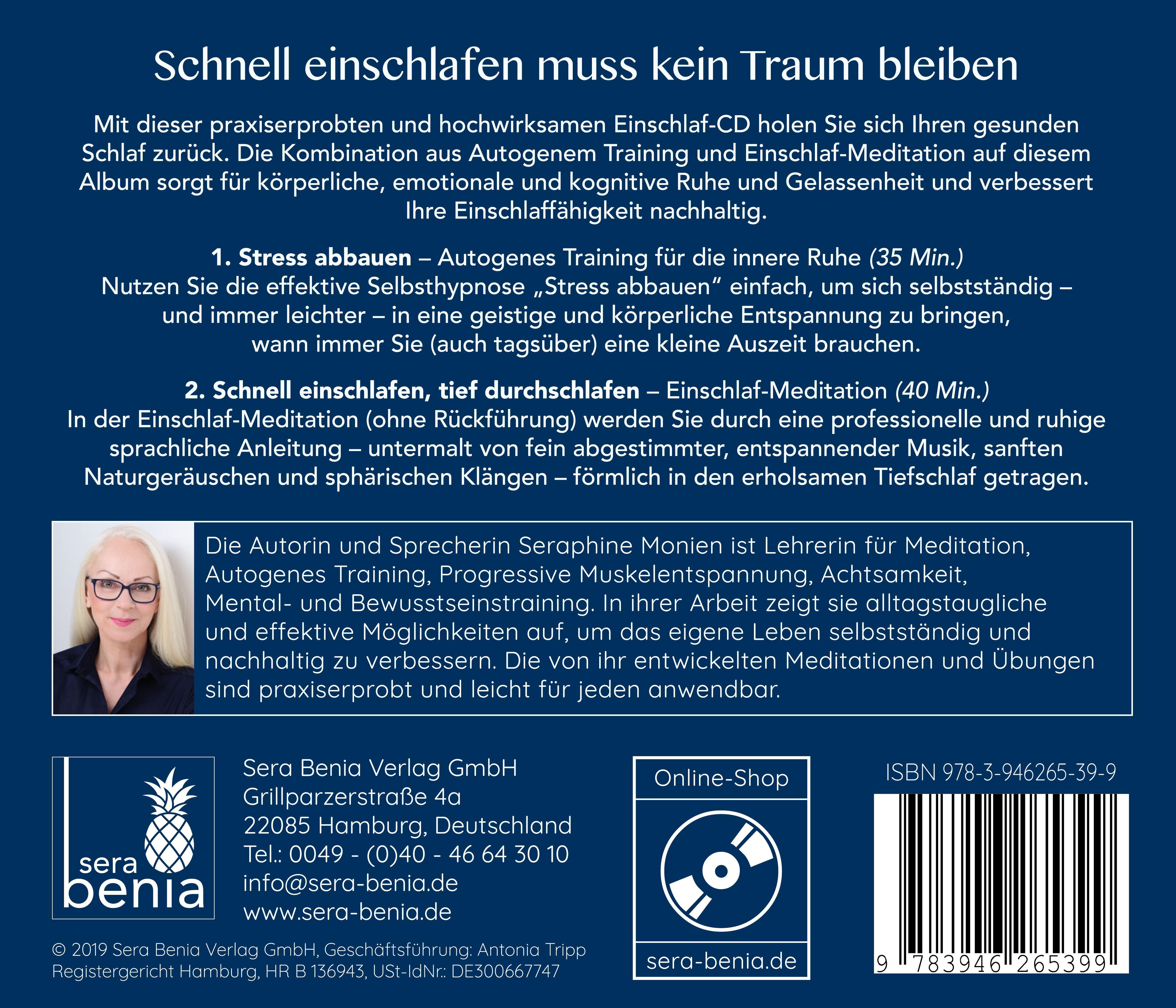 Beispielinhalt (Bild) Schnell einschlafen, tief durchschlafen - Einschlafmeditation CD {inkl. Autogenes Training zum Stress Abbauen}
