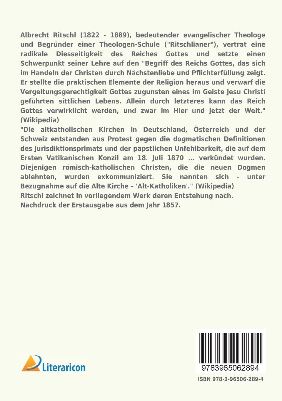 Rückseitencover Die Entstehung der altkatholischen Kirche