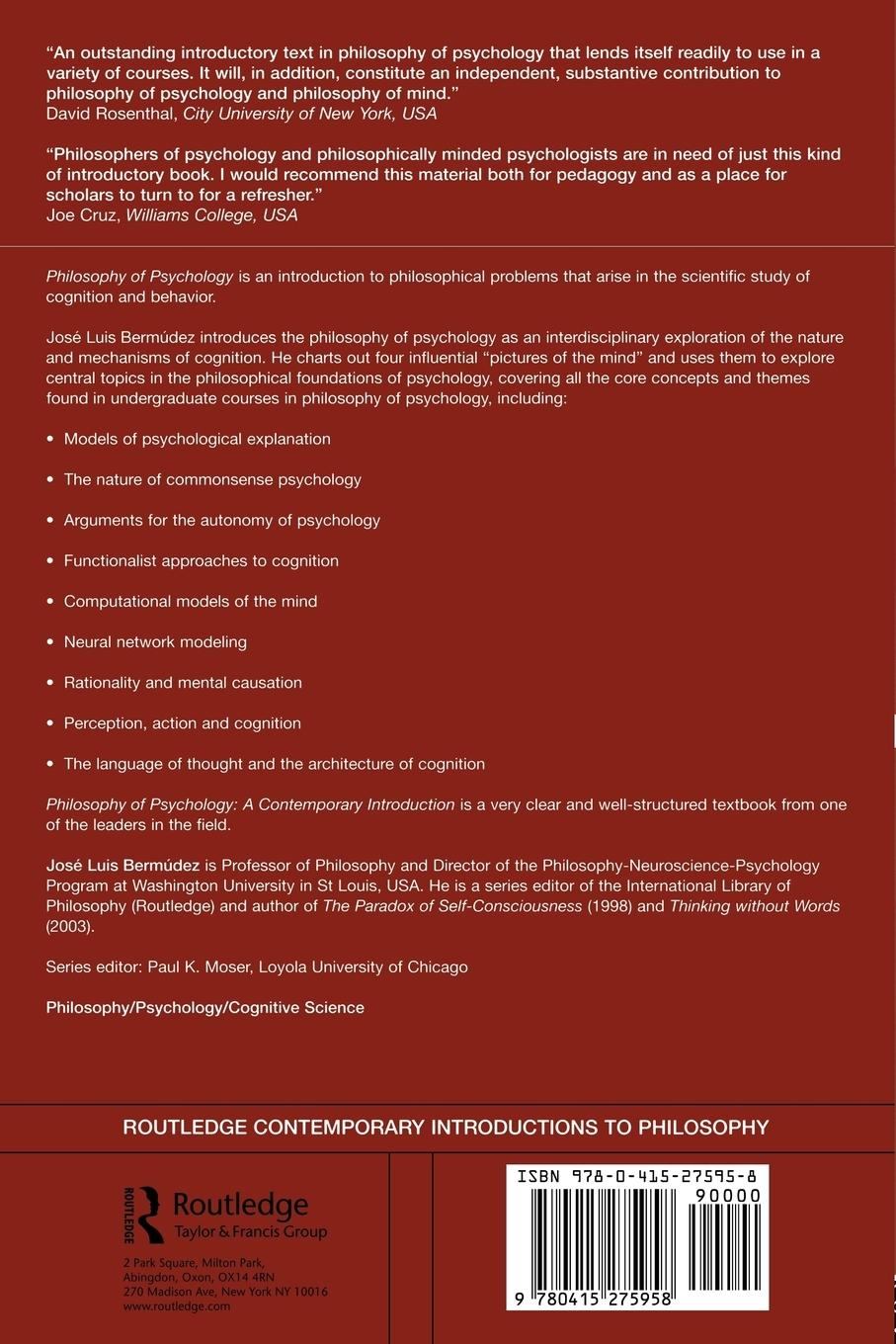 Rückseitencover Philosophy of Psychology