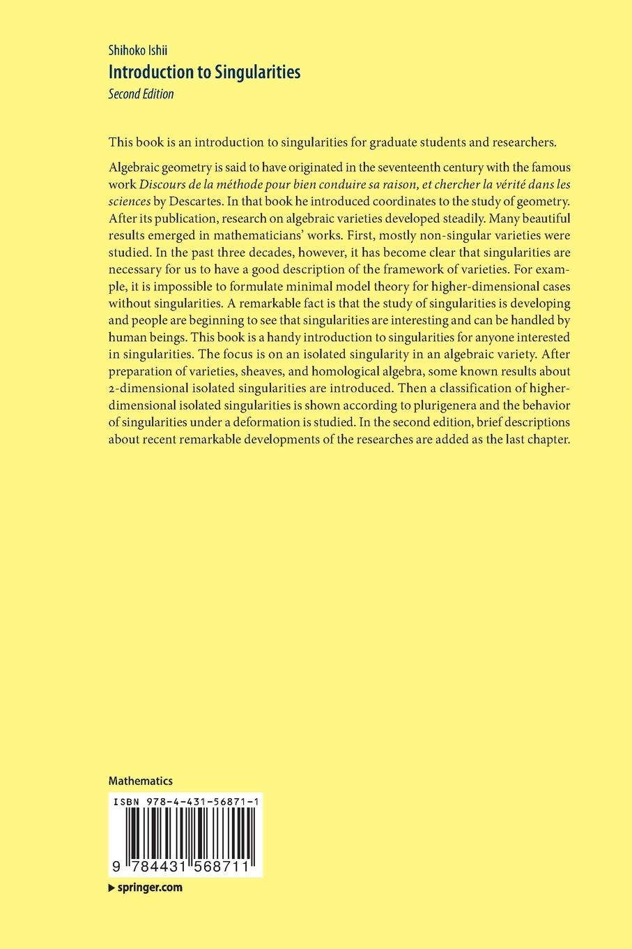 Rückseitencover Introduction to Singularities