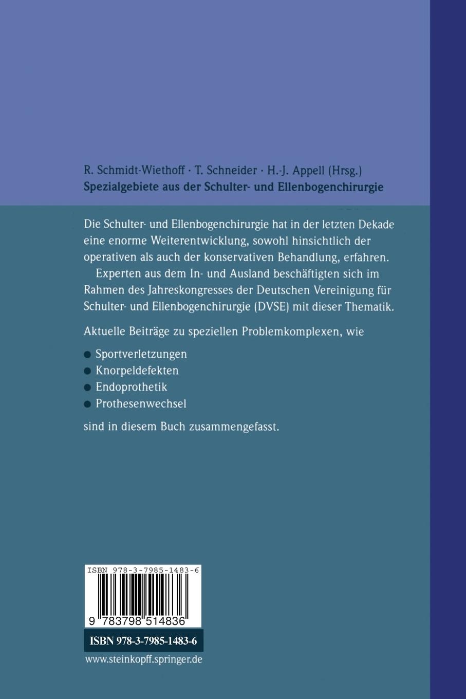 Rückseitencover Spezialgebiete aus der Schulter- und Ellenbogenchirurgie