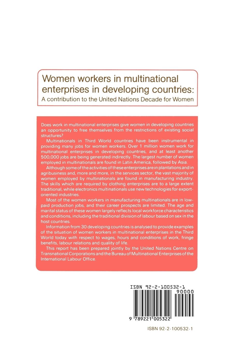Rückseitencover Women workers in multinational enterprises in developing countries