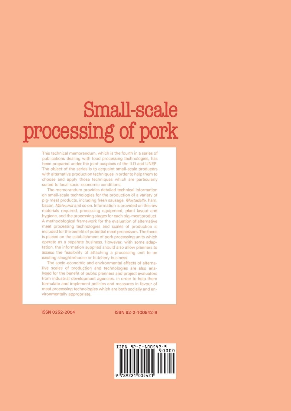 Rückseitencover Small-scale processing of pork (Technology Series. Technical Memorandum No. 9)