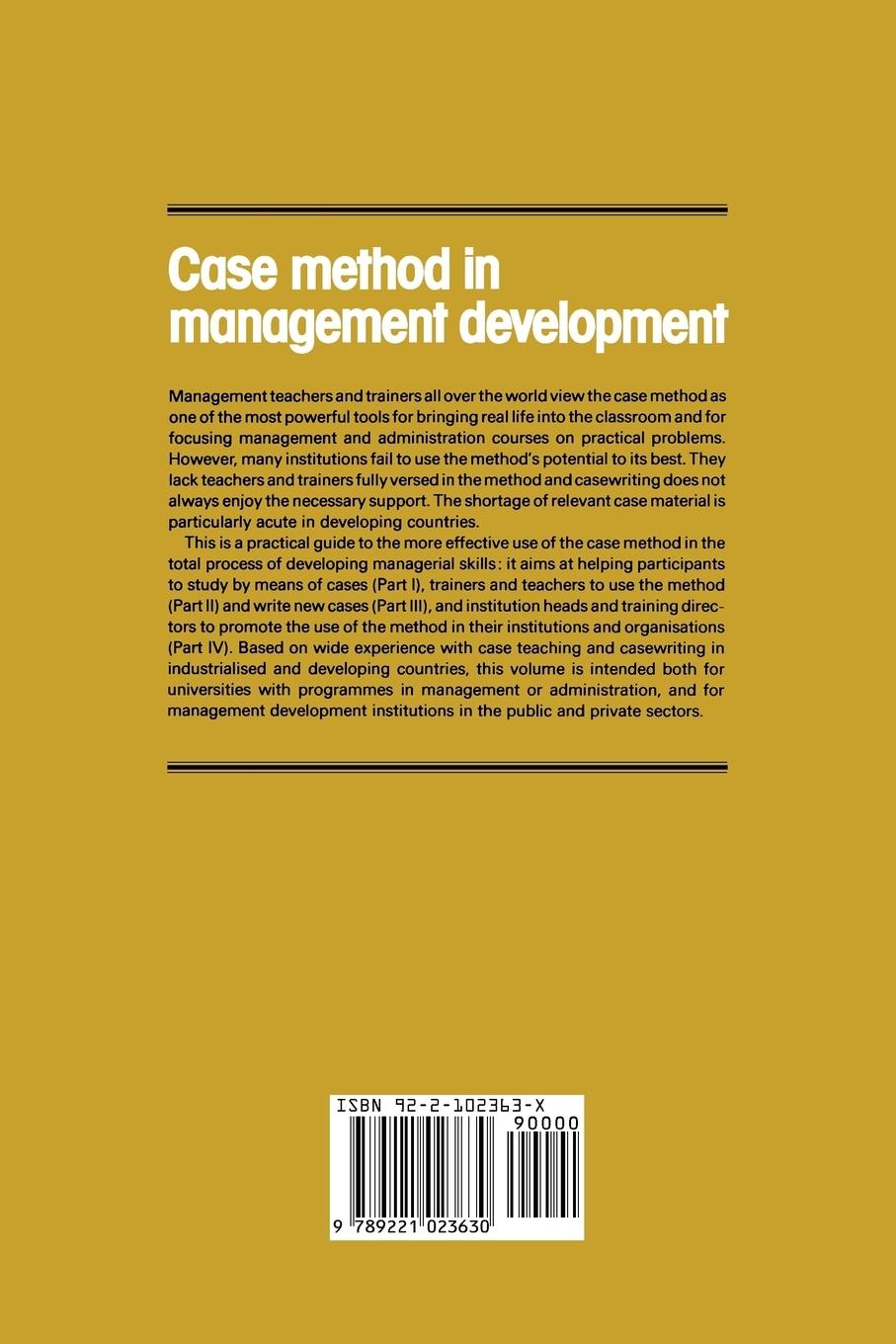 Rückseitencover Case method in management development. Guide for effective use (Management Development Series No. 17)