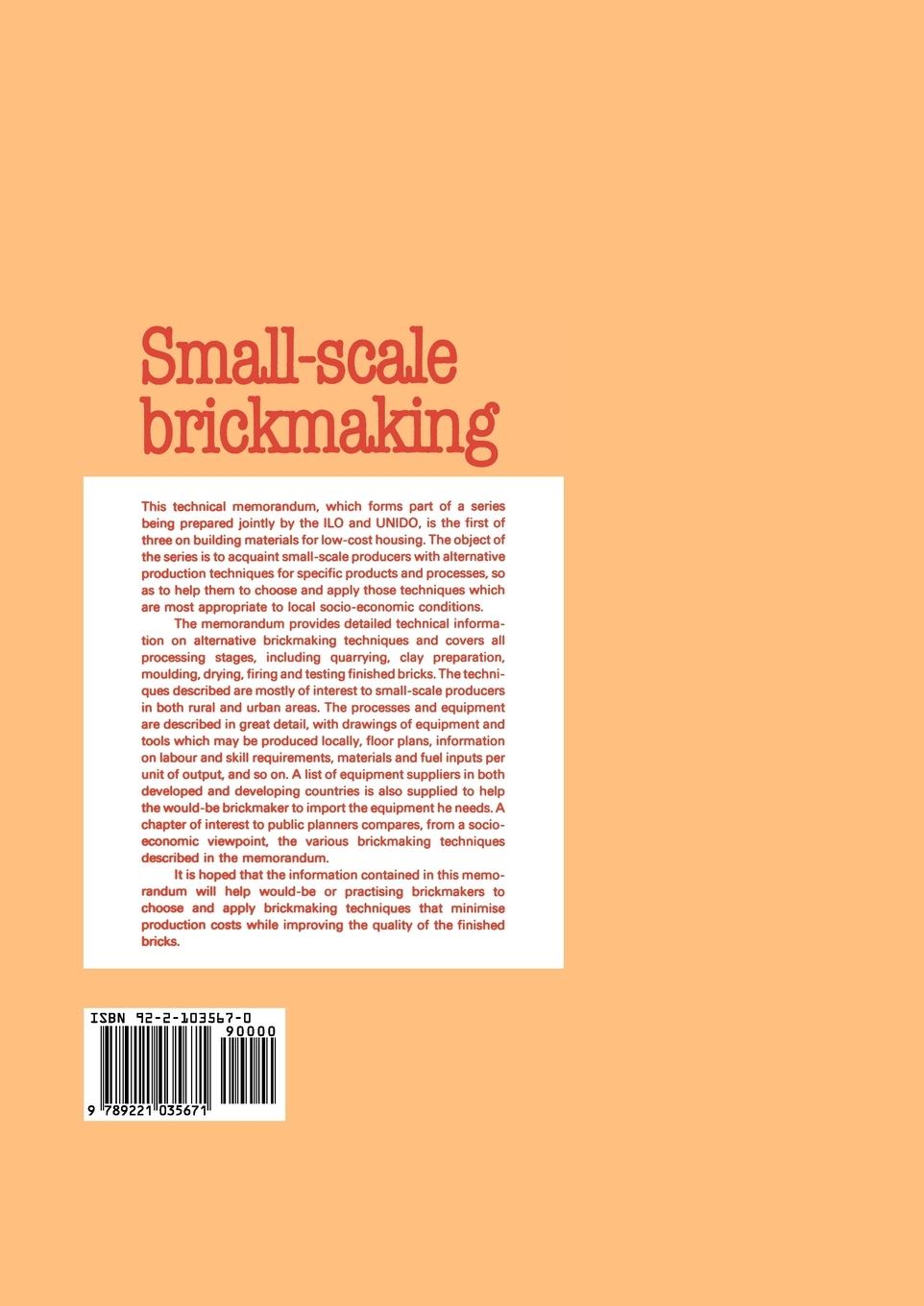 Rückseitencover Small-scale brickmaking (Technology Series. Technical Memorandum No. 6)