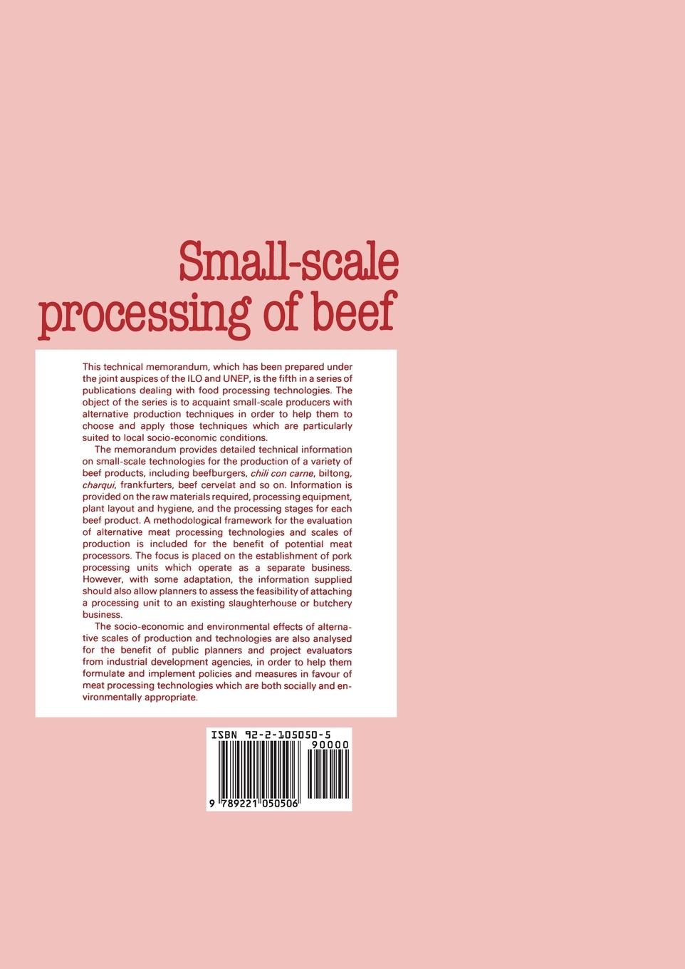 Rückseitencover Small-scale processing of beef (Technology Series. Technical Memorandum No. 10)