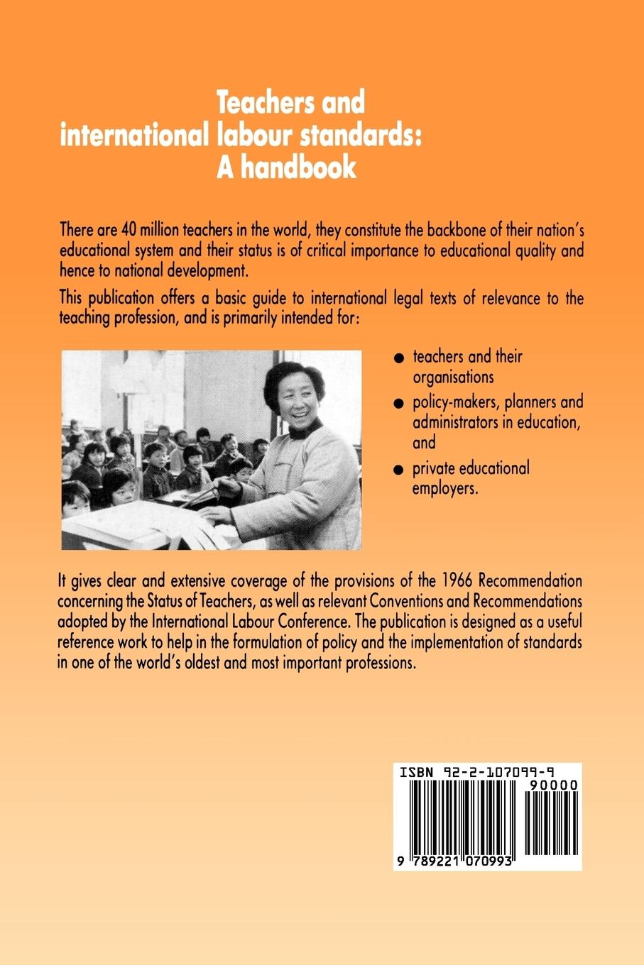 Rückseitencover Teachers and international labour standards. A handbook