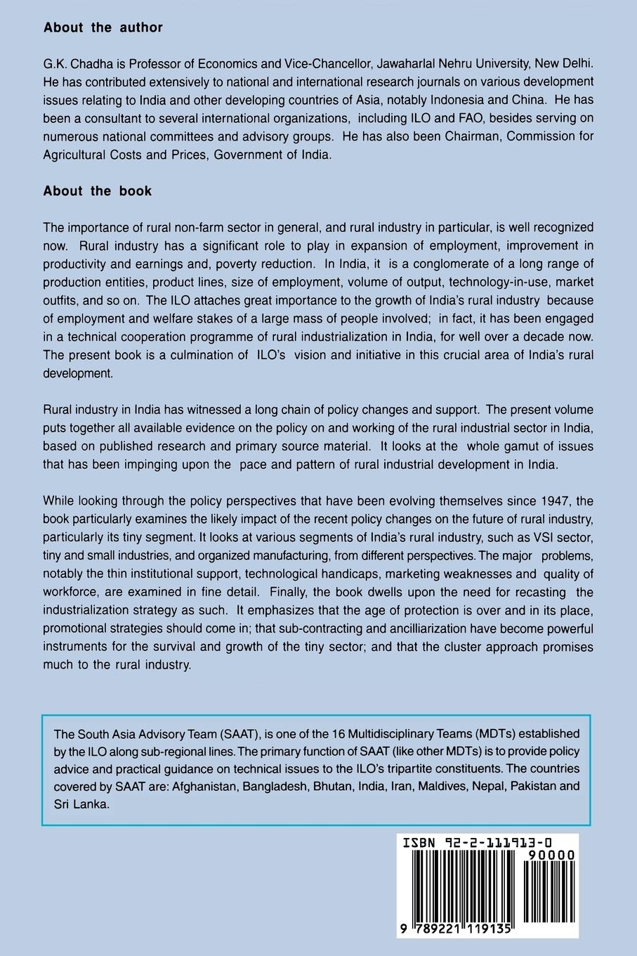 Rückseitencover Rural industry in India. Policy perspectives, past performance and future options