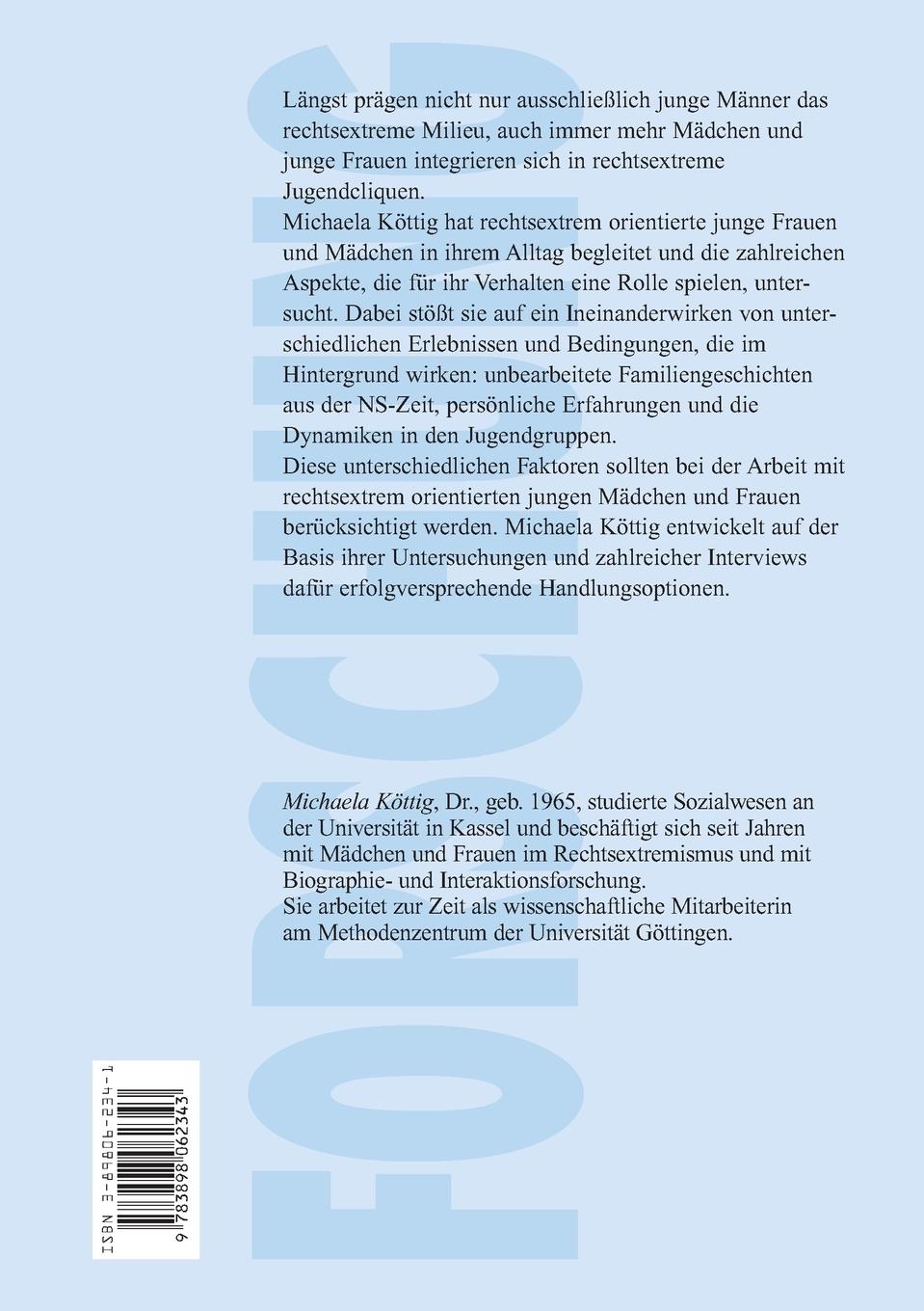 Rückseitencover Lebensgeschichten rechtsextrem orientierter Mädchen und junger Frauen
