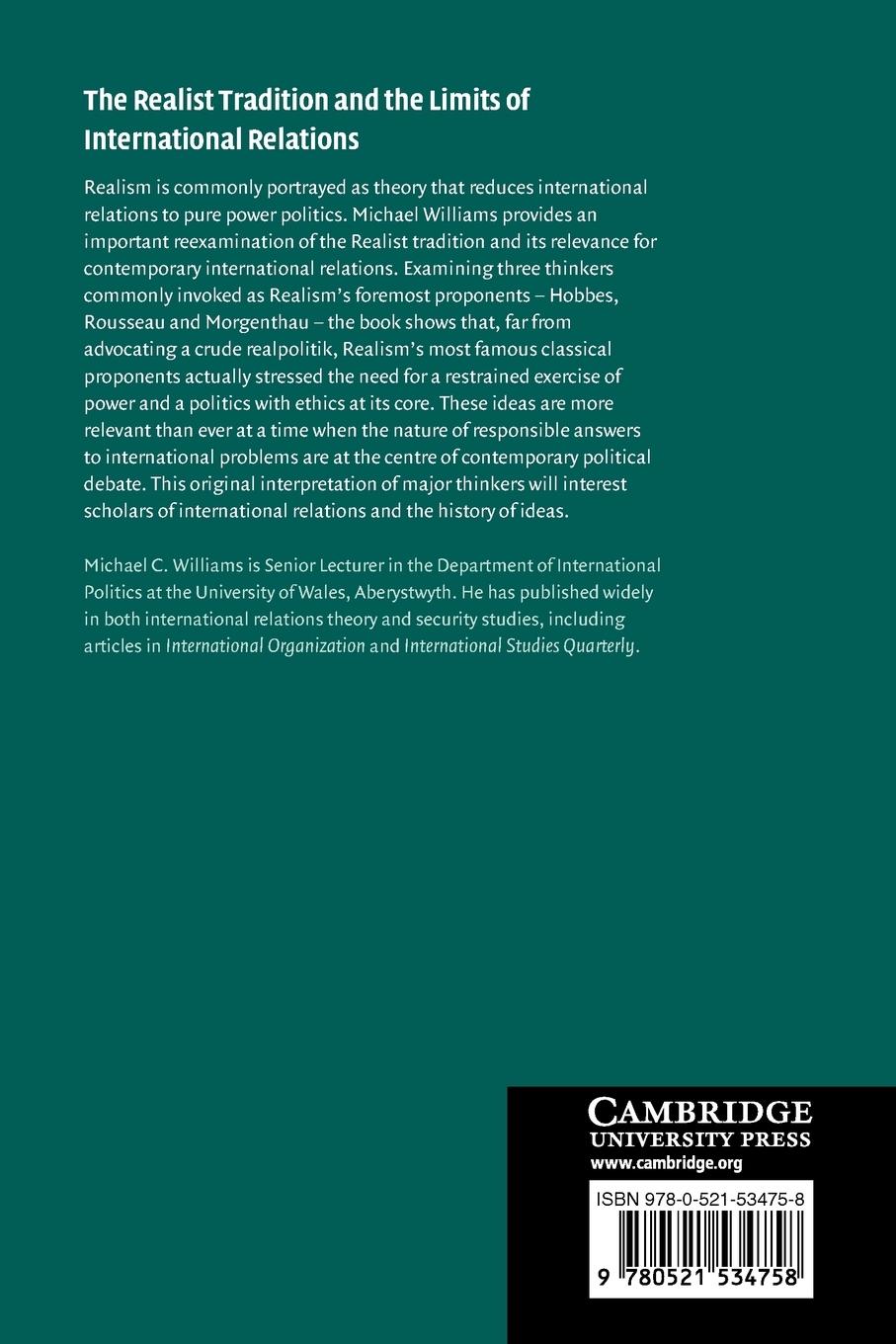 Rückseitencover The Realist Tradition and the Limits of International Relations