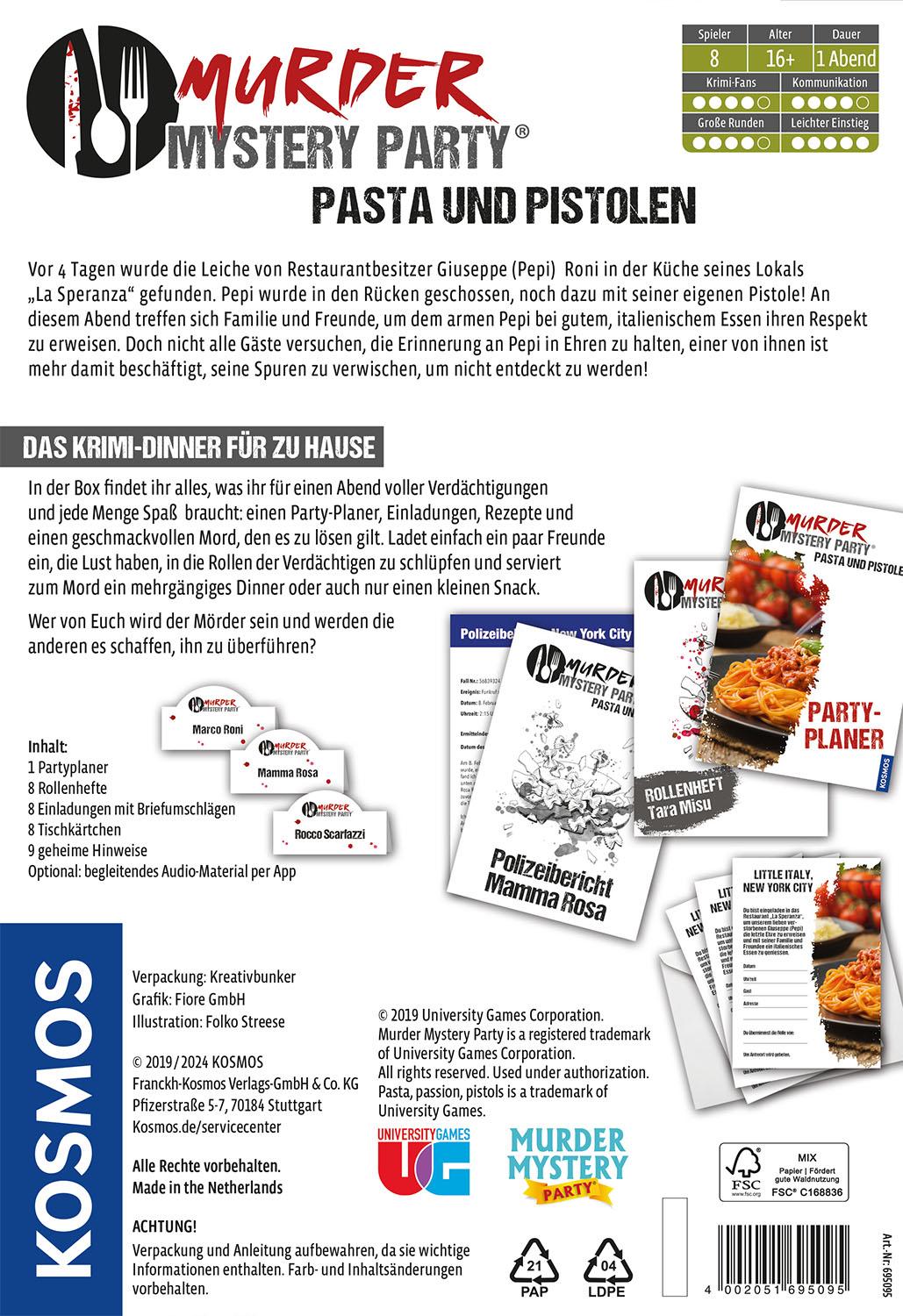 Rückseitencover Murder Mystery Party - Pasta und Pistolen