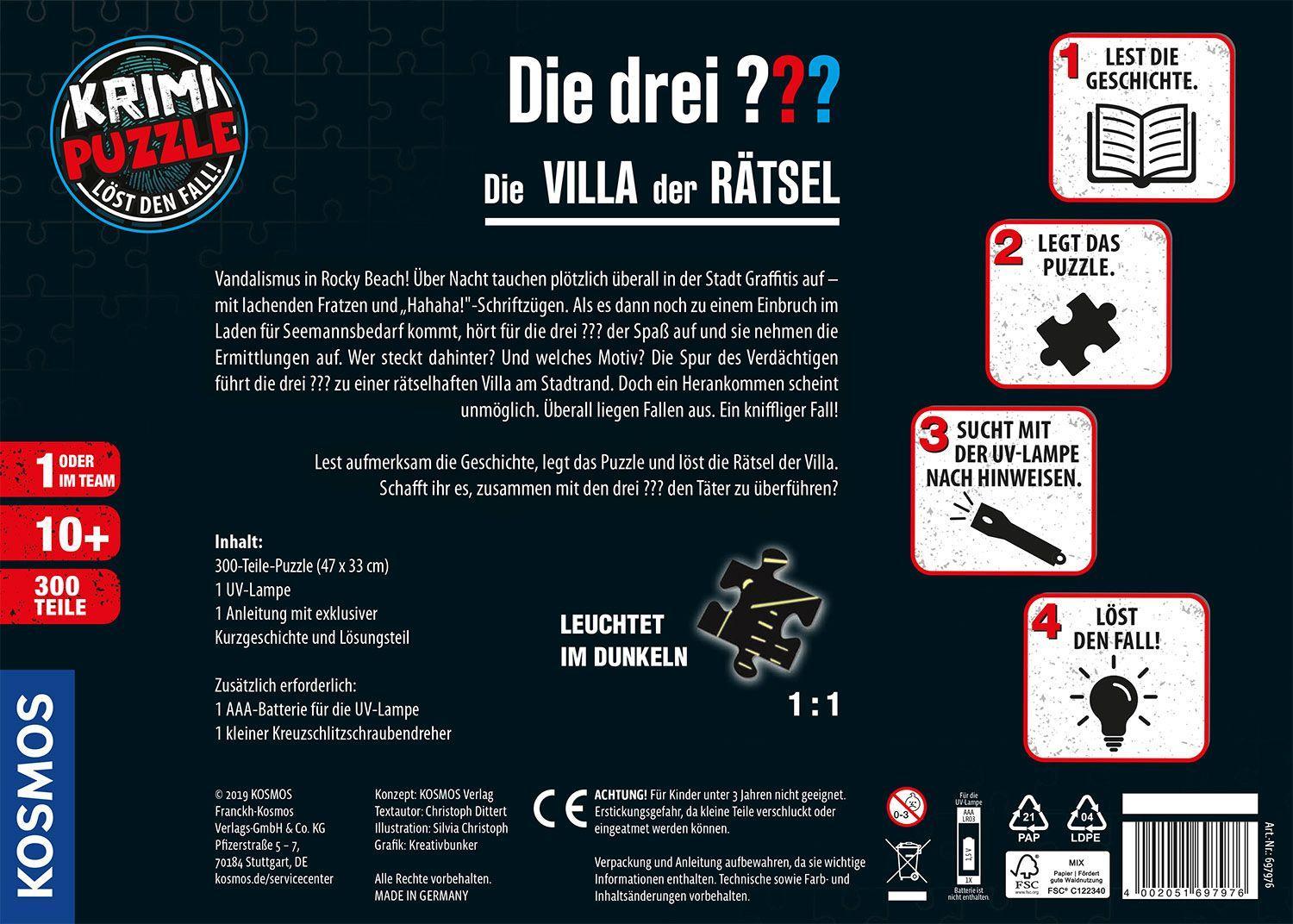 Beispielinhalt (Bild) Krimipuzzle ??? 300 Teile / Die Villa der Rätsel (drei Fragezeichen)