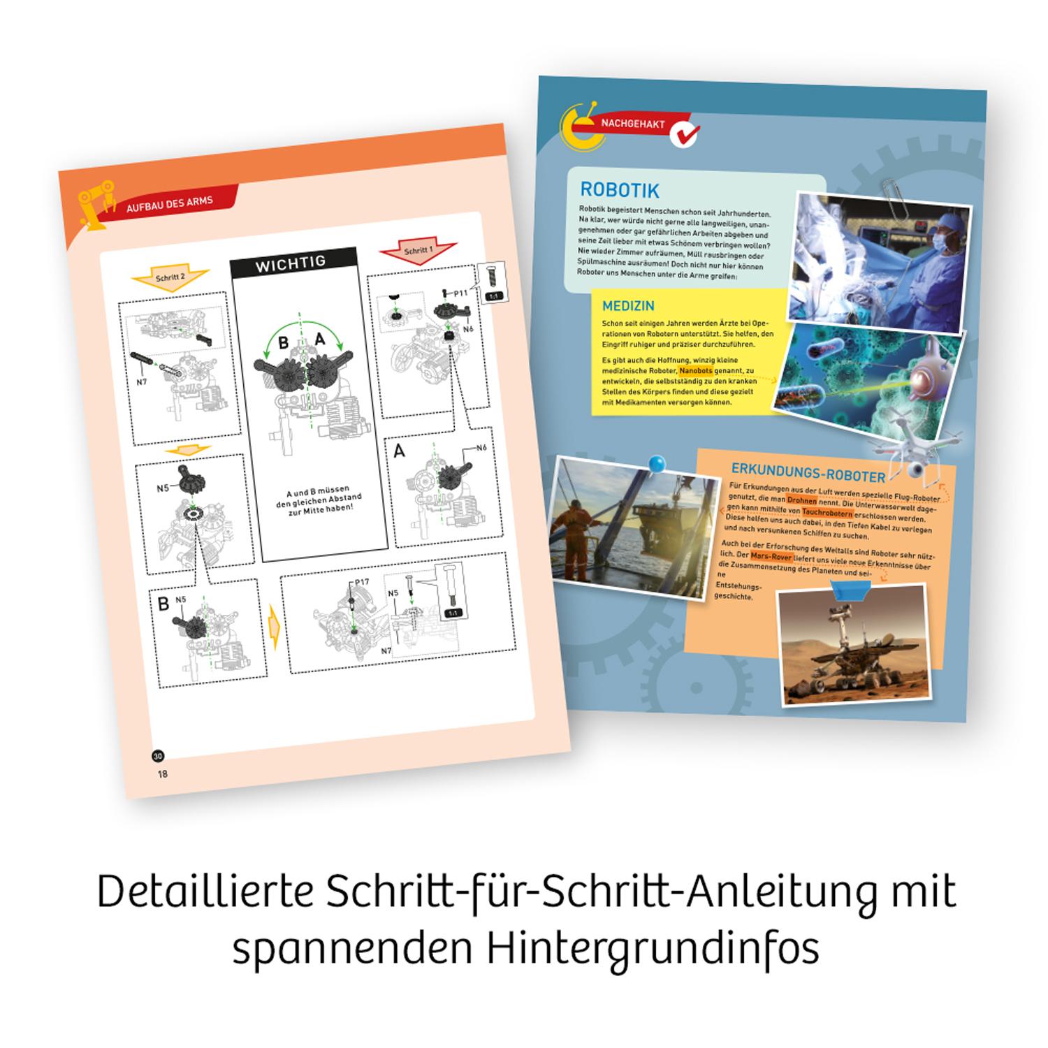 Beispielinhalt (Bild) Roboter-Arm (drei Fragezeichen)