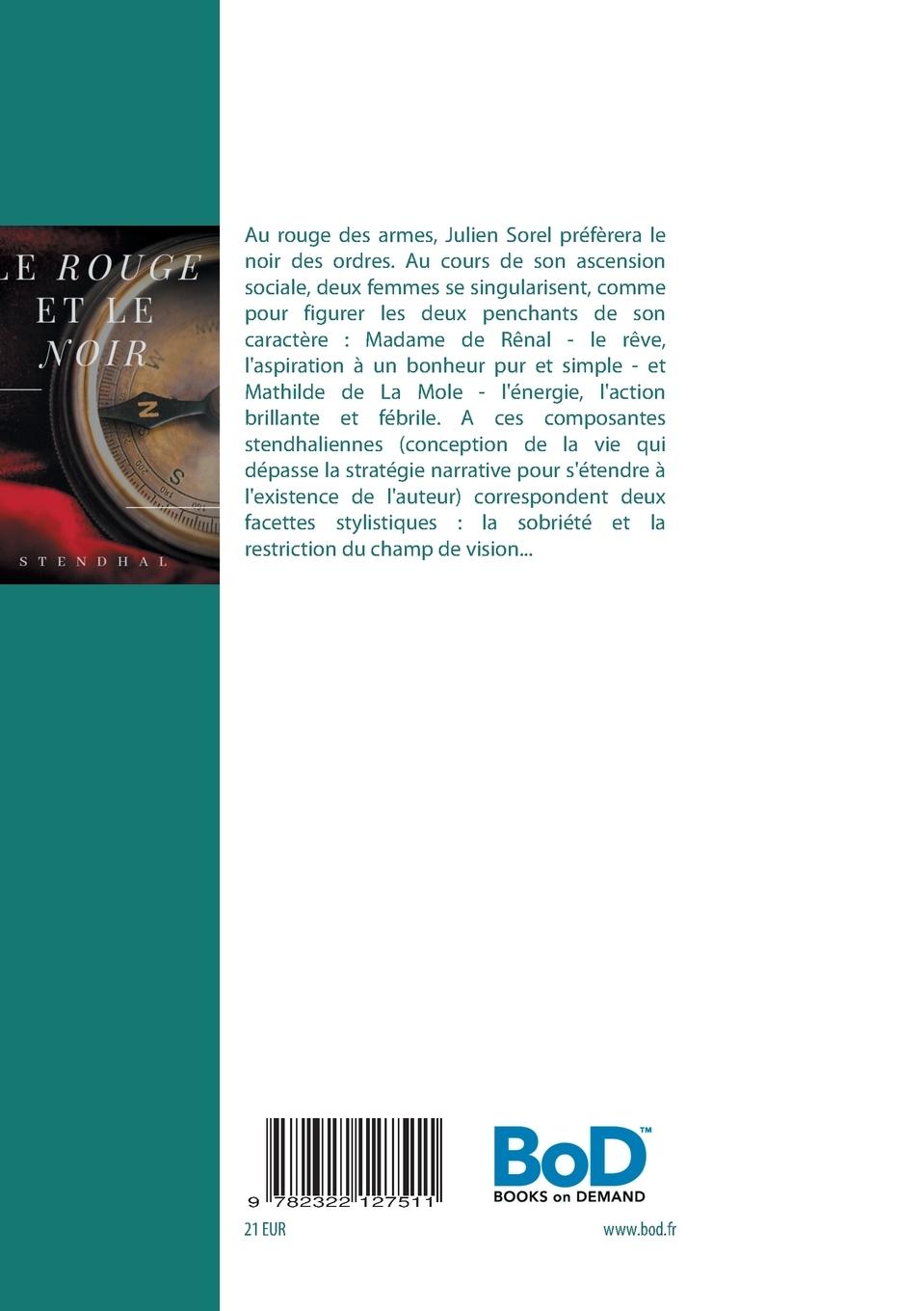 Rückseitencover Le Rouge et le Noir de Stendhal