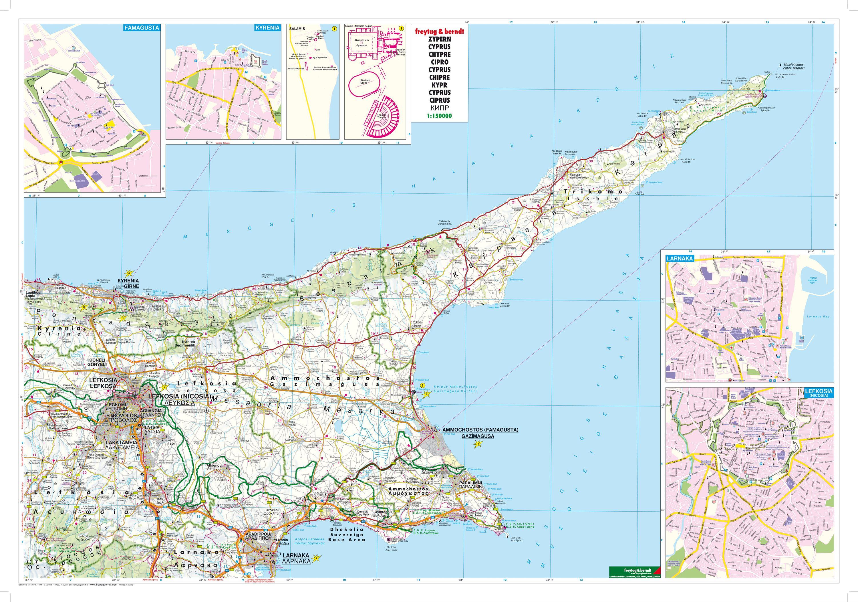 Beispielinhalt (Bild) Zypern, Top 10 Tips, Autokarte 1:150.0000