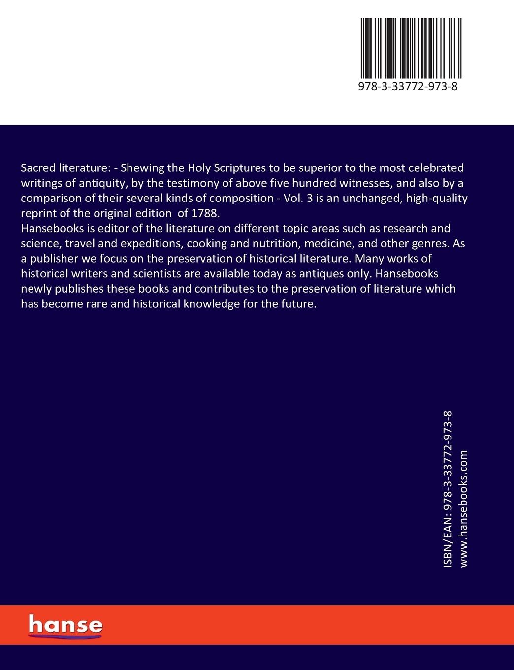 Rückseitencover Sacred literature: