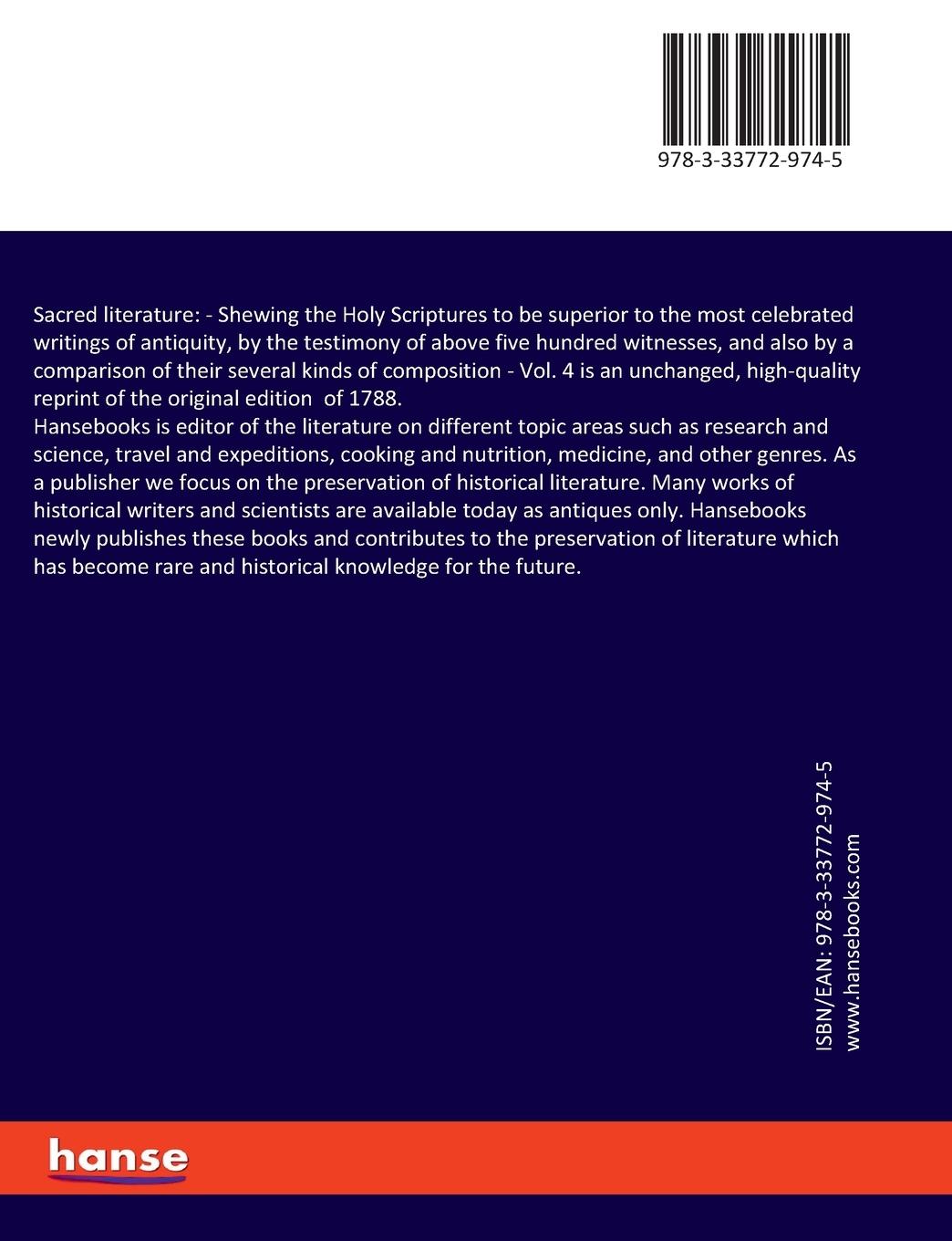 Rückseitencover Sacred literature: