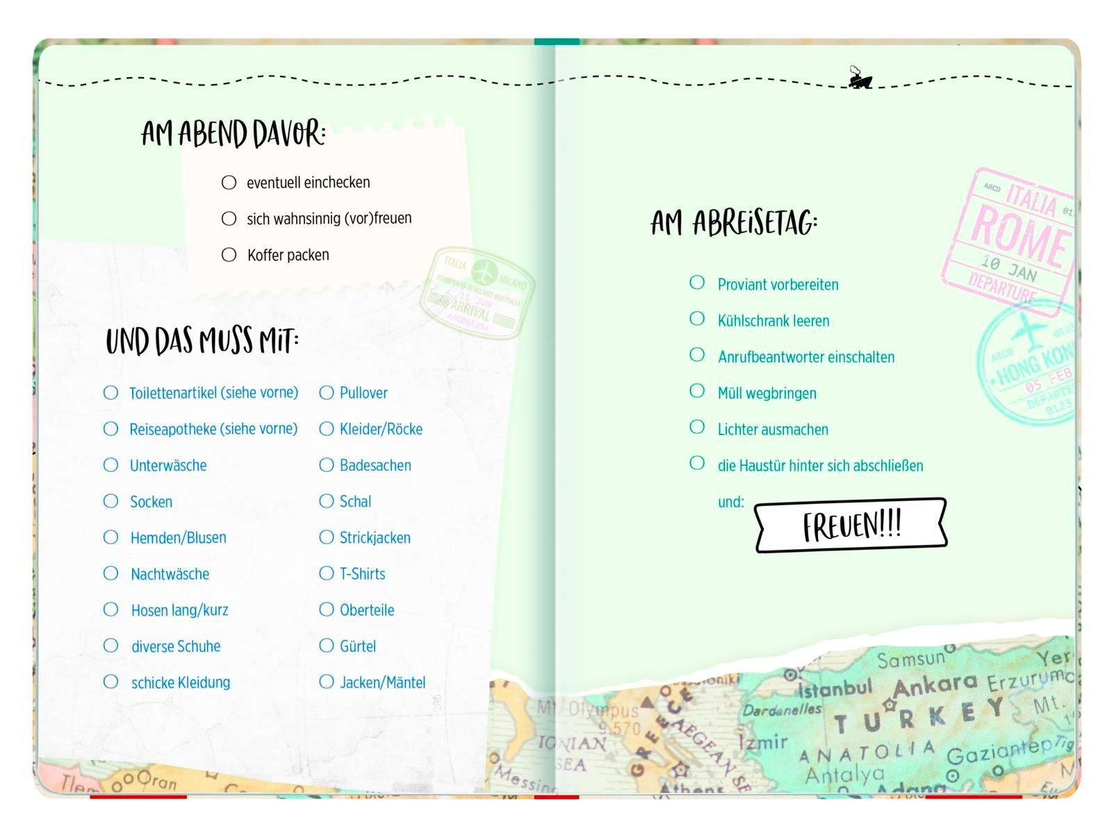 Beispielinhalt (Bild) Reisetagebuch (Landkarte)