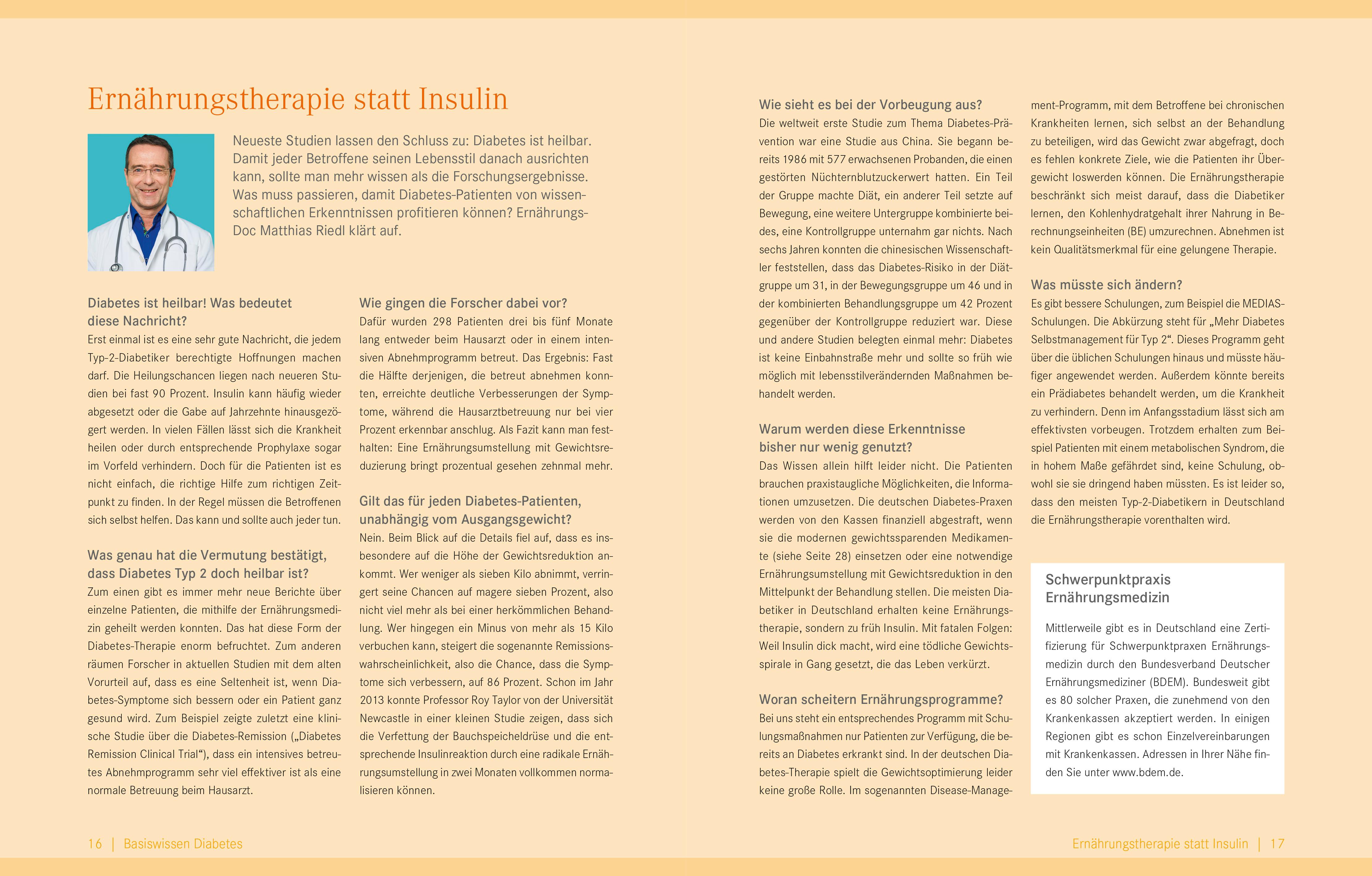 Beispielinhalt (Bild) Die Ernährungs-Docs - Diabetes heilen