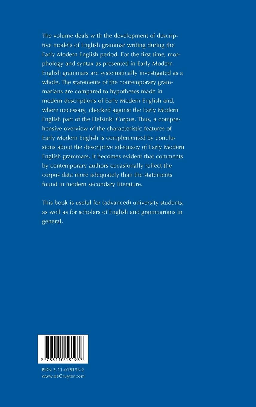 Rückseitencover Descriptive Adequacy of Early Modern English Grammars
