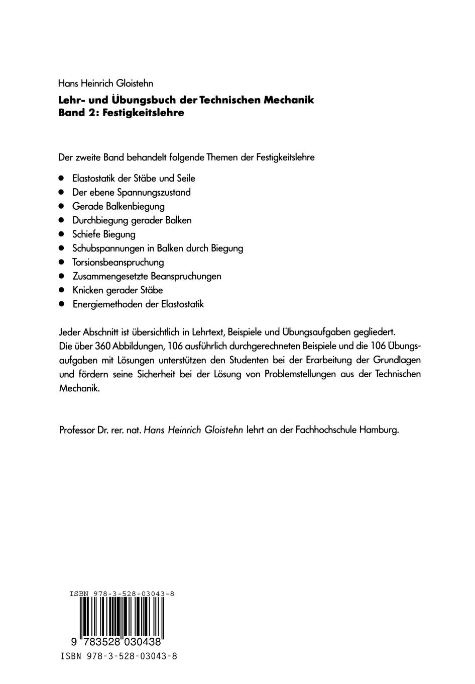 Rückseitencover Lehr- und Übungsbuch der Technischen Mechanik